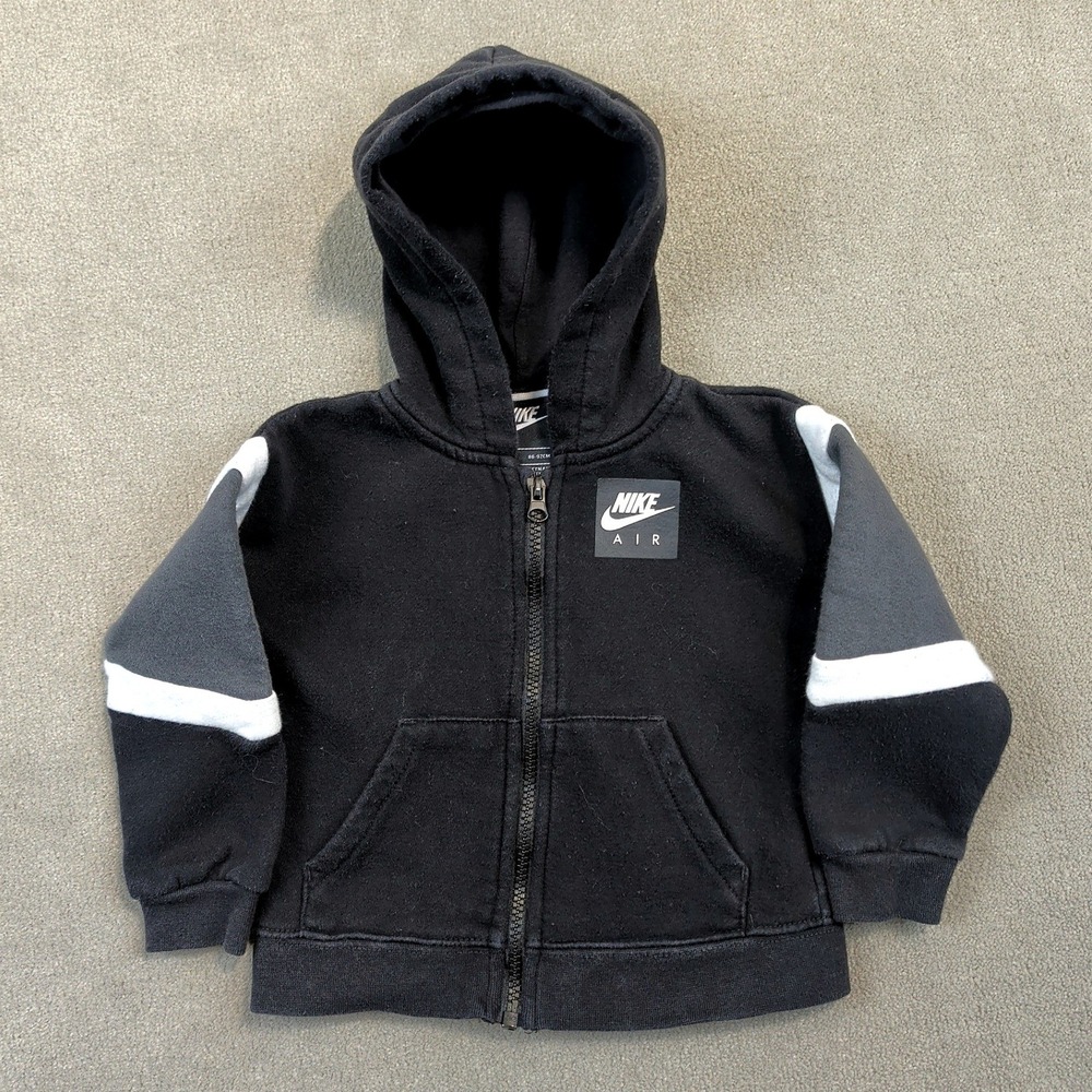 Nike Air Full Zip Hoodie Toddler Kids 24M Black Colorblock Fleece Sweatshirt
